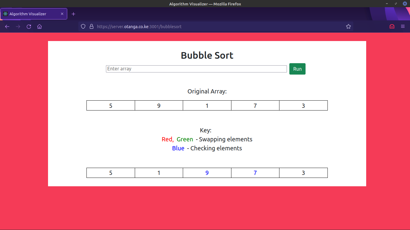 Bubble Sort Running Alt text
