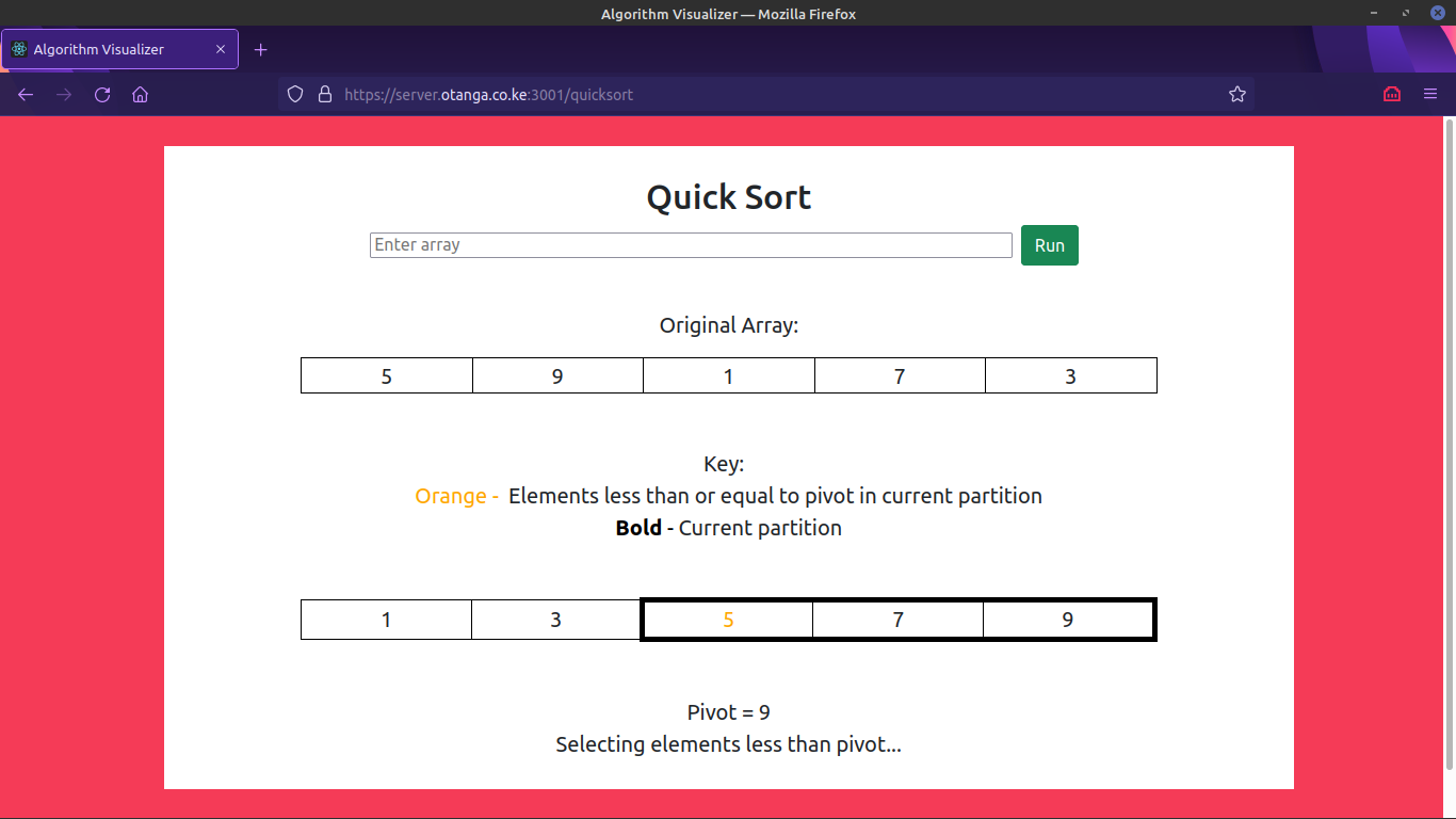 Quick Sort Running Alt text