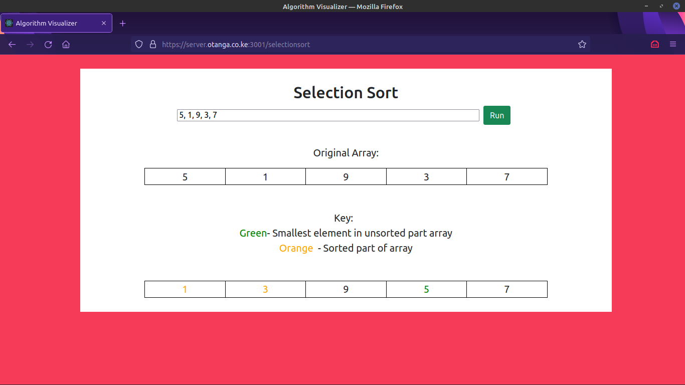 Selection Sort Running Alt text